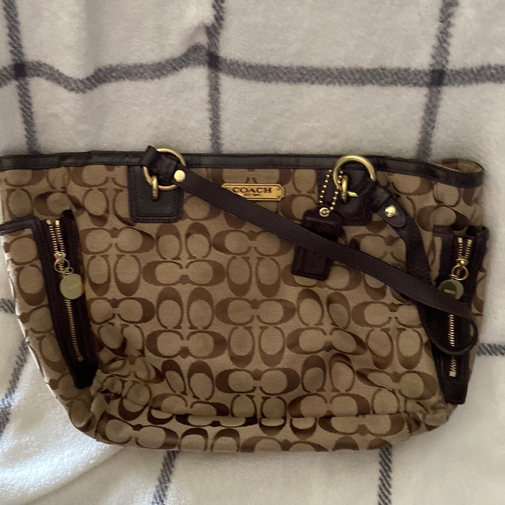 Tan coach handbag